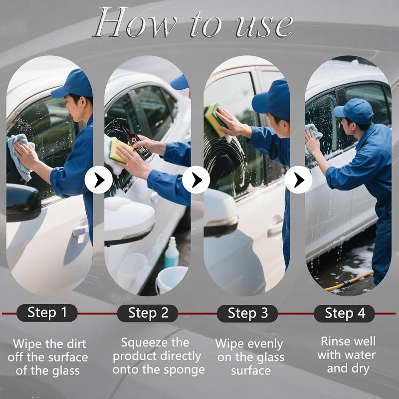 NICCAT 2PCS Bianca Glass Polishing Liquid D1, Bomini Car Glass Polishing, Anti-Fog Hydrophobic Coating Spray, Compound Windshield Cleaner Oil Film Remover Scratches, Wiper Marks & Oil Film with Sponge - Image 4